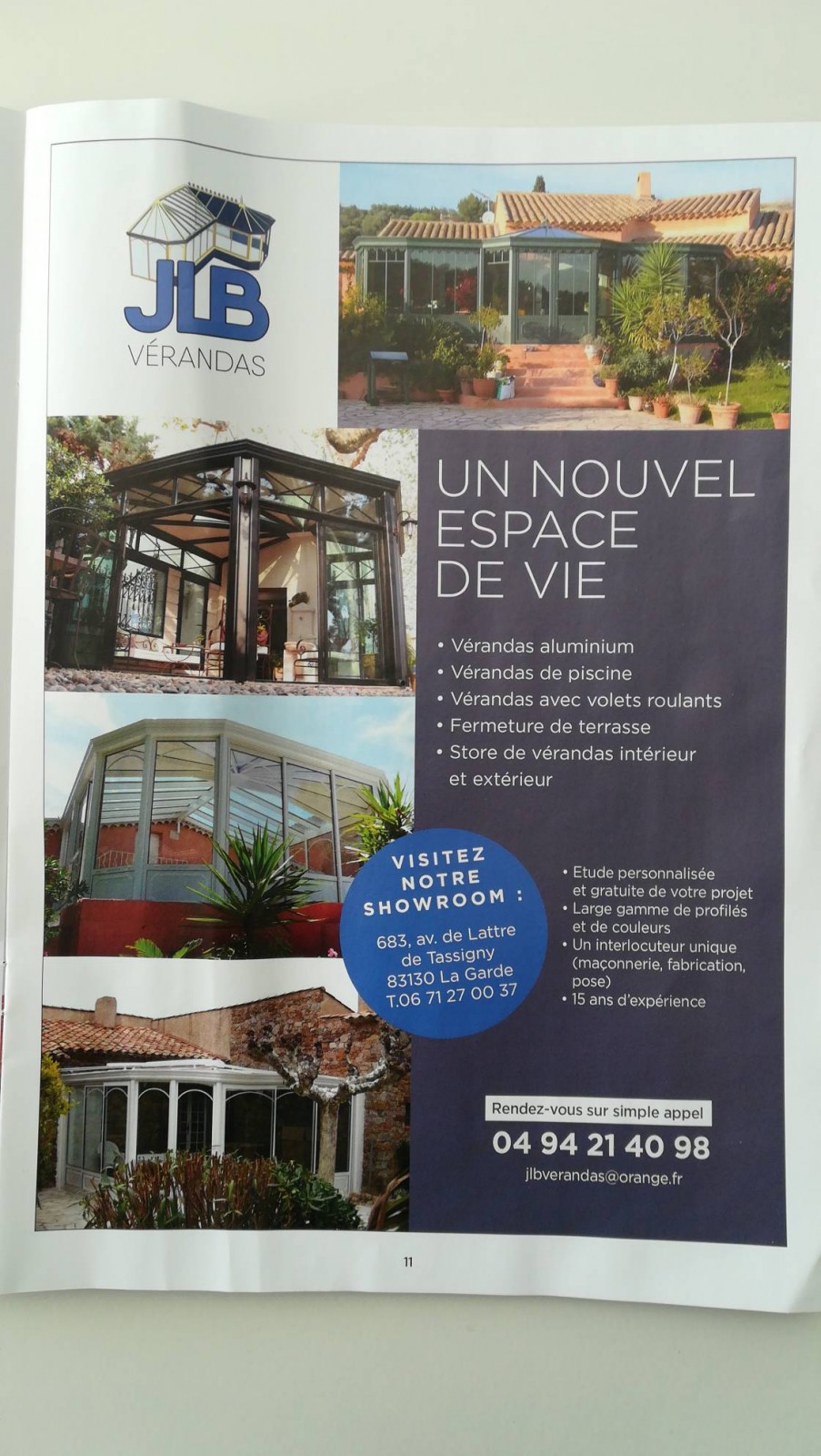 Vente et pose de véranda aluminium La garde JLB véranda