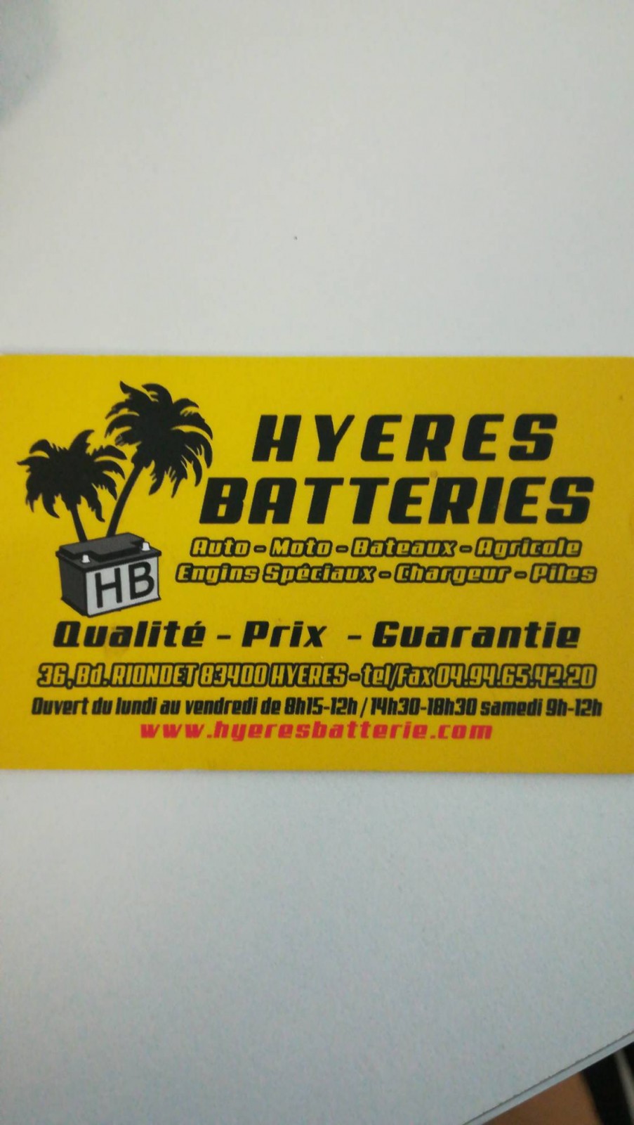 Vente de batterie auto moto bateau Hyères les palmiers Hyères batterie