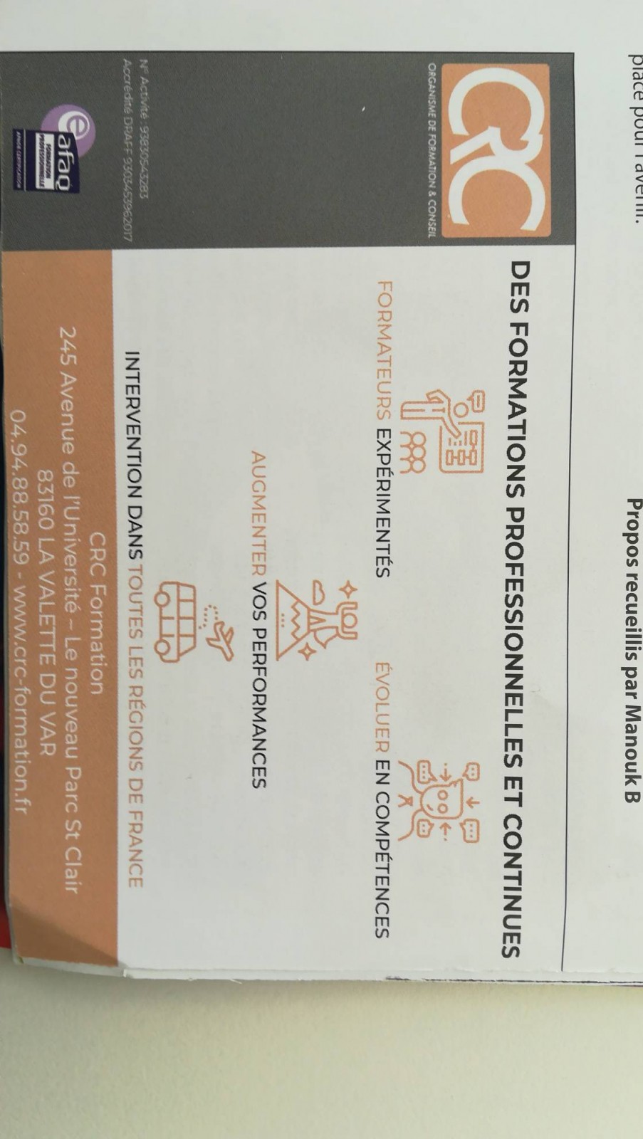 Centre de formation professionnelle et continue La Valette-du-Var CRC formation