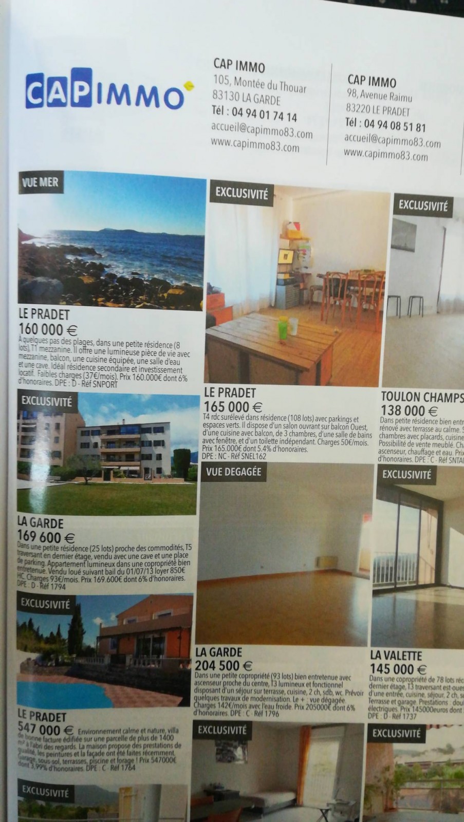 Agence immobilière, location et syndic La garde 83130 CAP immo