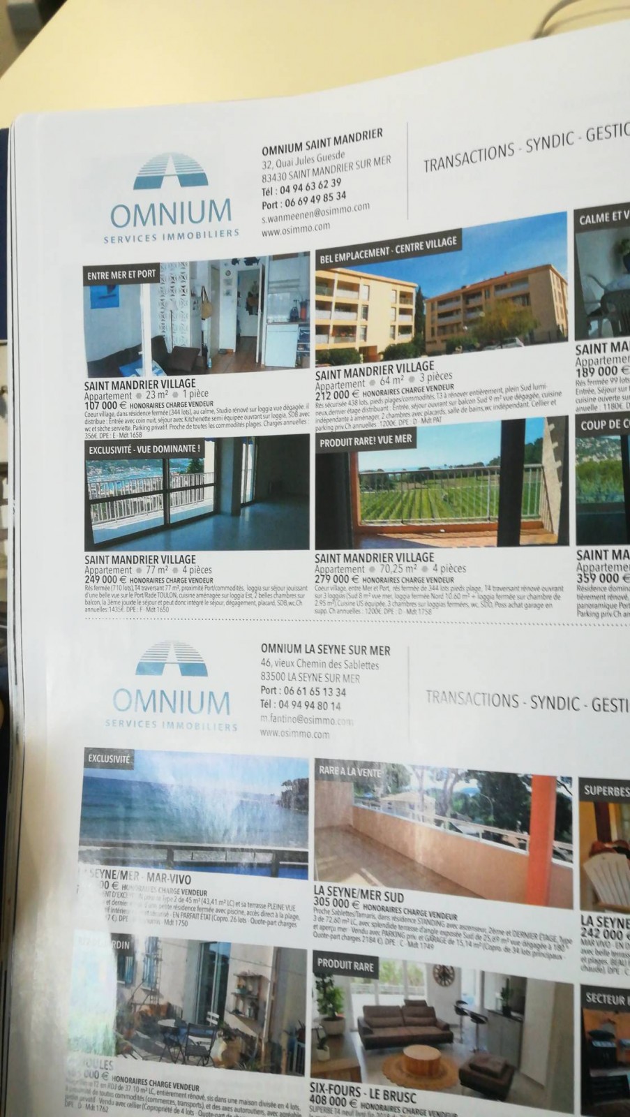 Transaction de bien immobilier, syndic et gestion Saint-Mandrier-sur-Mer Omnium services immobiliers