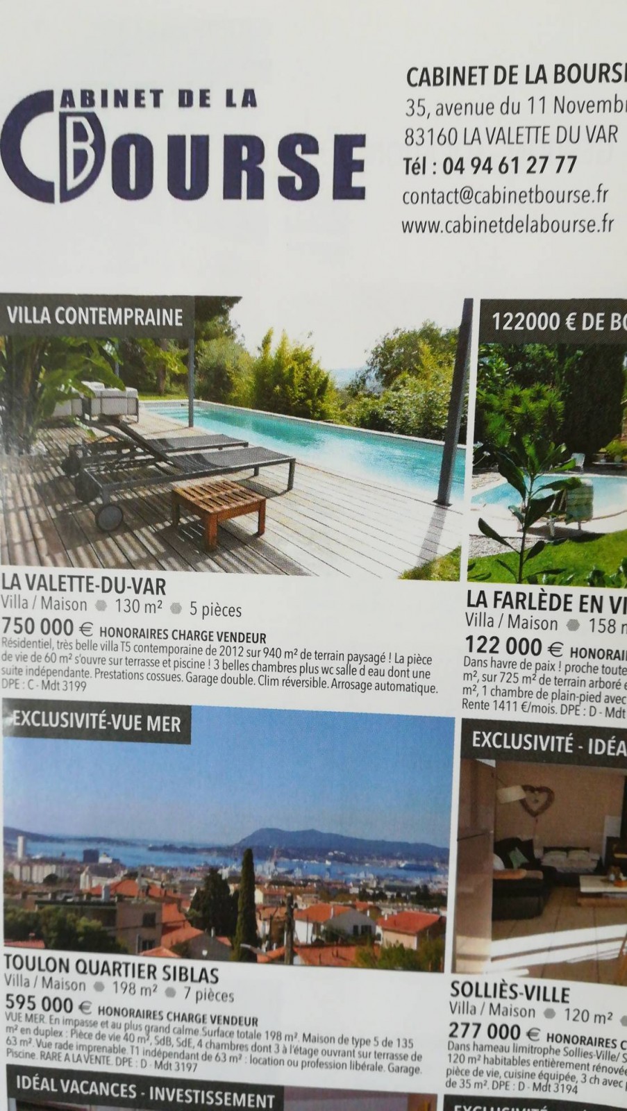 Toute transaction immobilière La Valette Cabinet de la bourse