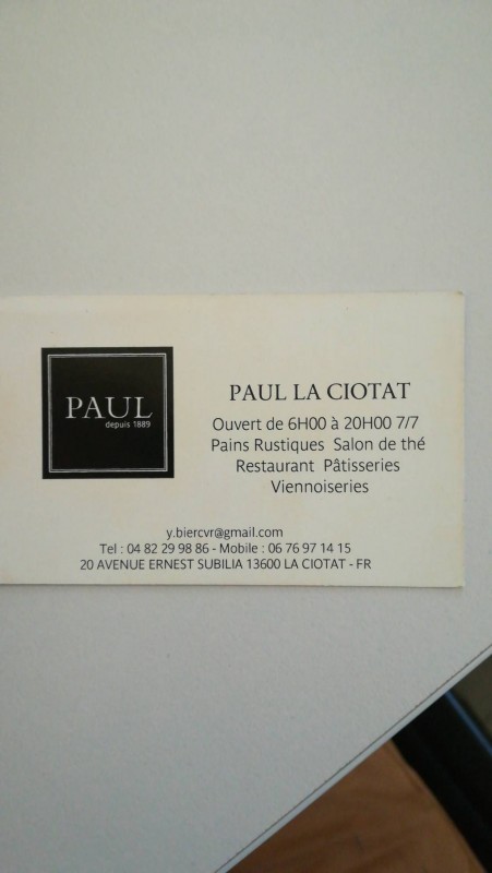 Boulangerie et pâtisserie 13600 LA CIOTAT Boulangerie Paul