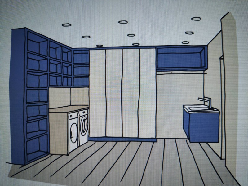 Artisan décorateur pour aménagement d'un cellier avec une buanderie sur mesure dans ma maison à l'Isle-Jourdain ( proche Toulouse)