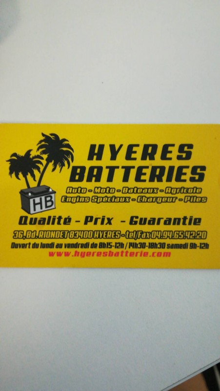 Vente de batterie auto moto bateau Hyères les palmiers Hyères batterie