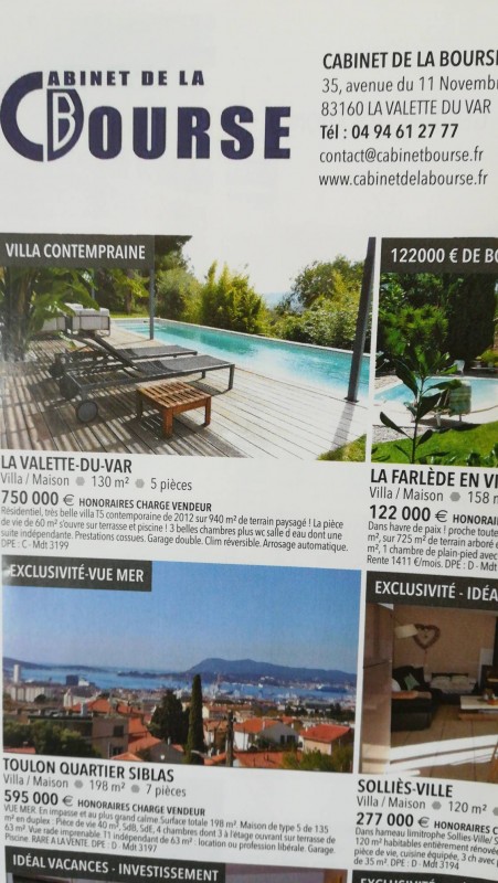 Toute transaction immobilière La Valette Cabinet de la bourse